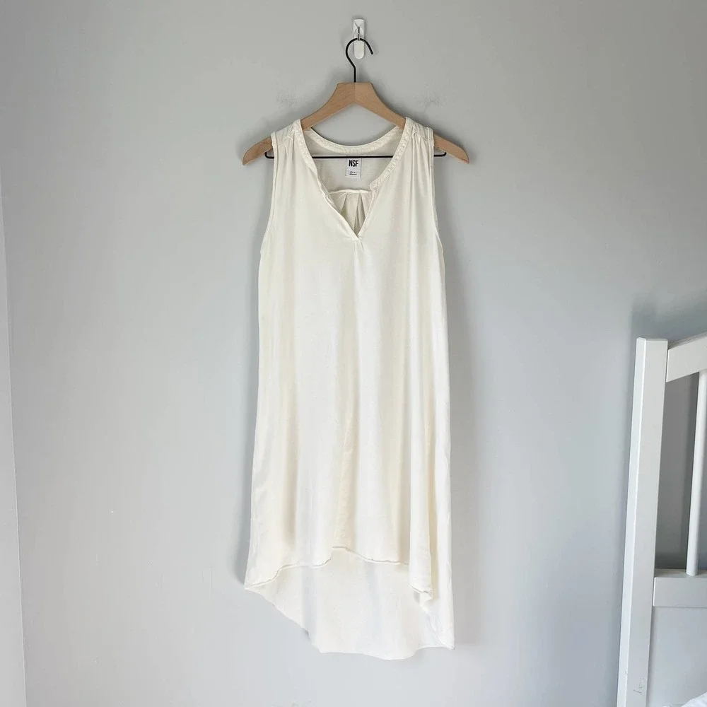 NSF Clothing Women's Bone White Sleeveless Cotton Dress Size P
